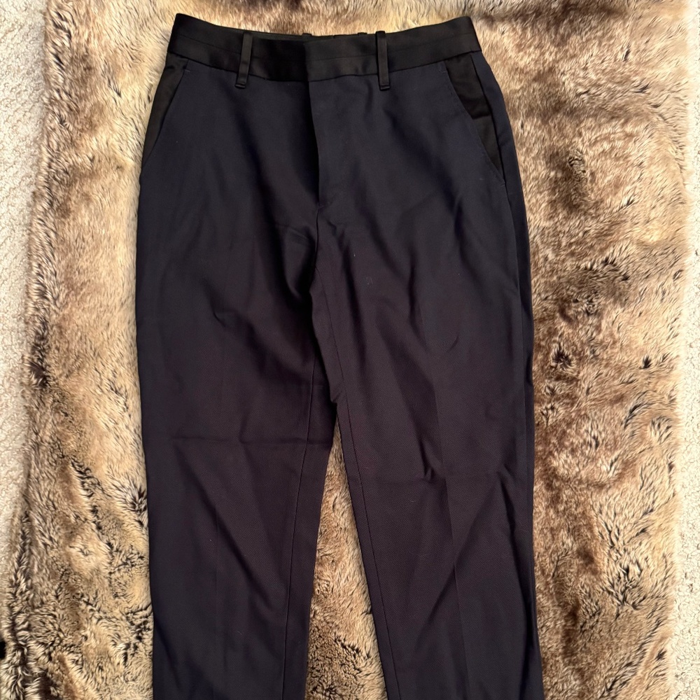 Rag & Bone Navy & Black Wool Dress Pants w/ Satin waist/tuxedo style Sz 0